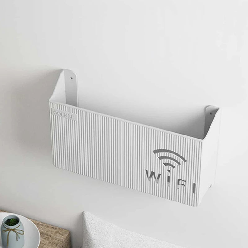 Wall Mounted WiFi Router Storage Shelf – Cable Management Organizer Box