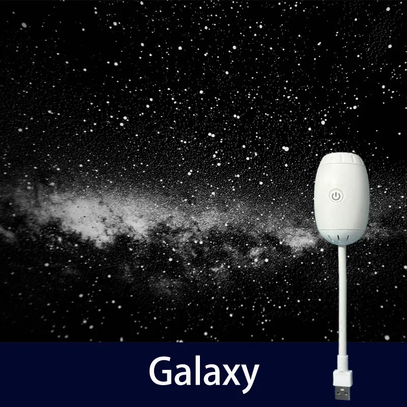 Romantic LED Starry Sky Night Light USB Powered Saturn Galaxy Projector Lamp for Car Roof Party Room Ceiling Decor Plug and Play