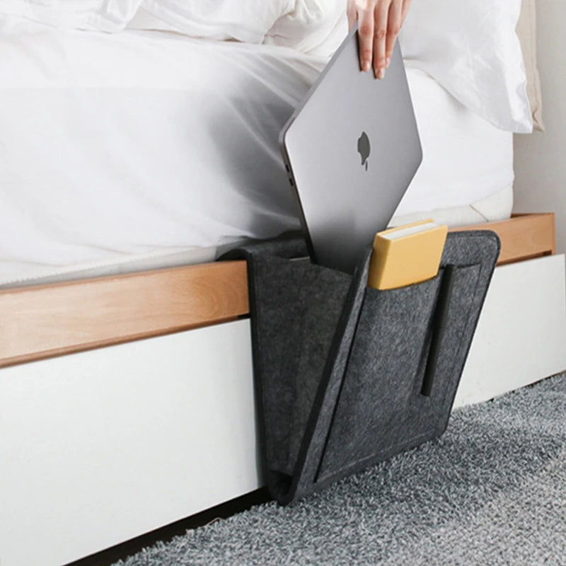 Premium Bedside Storage Organizer – Sofa & Bed Pocket Caddy for Remote, Phone & Magazines