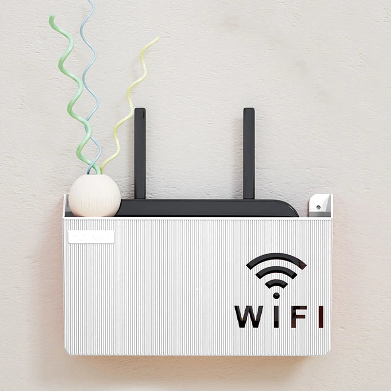 Wall Mounted WiFi Router Storage Shelf – Cable Management Organizer Box