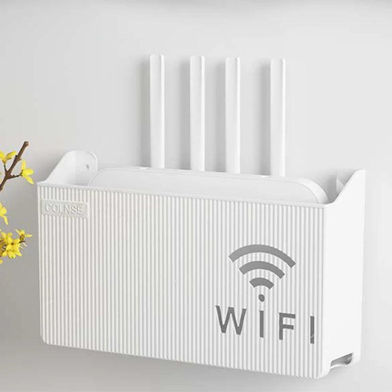 Wall Mounted WiFi Router Storage Shelf – Cable Management Organizer Box