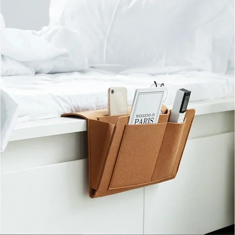 Premium Bedside Storage Organizer – Sofa & Bed Pocket Caddy for Remote, Phone & Magazines