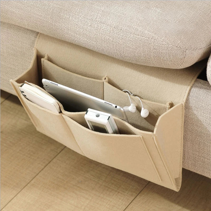 Premium Bedside Storage Organizer – Sofa & Bed Pocket Caddy for Remote, Phone & Magazines