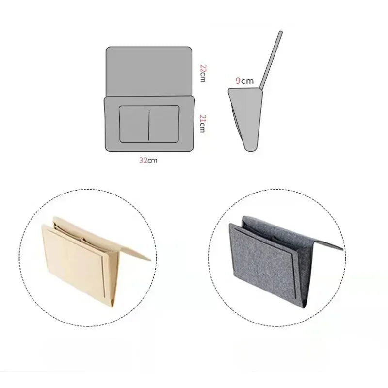 Premium Bedside Storage Organizer – Sofa & Bed Pocket Caddy for Remote, Phone & Magazines