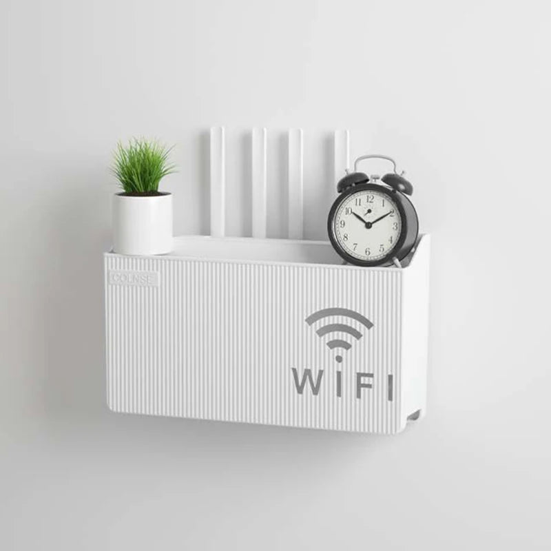 Wall Mounted WiFi Router Storage Shelf – Cable Management Organizer Box